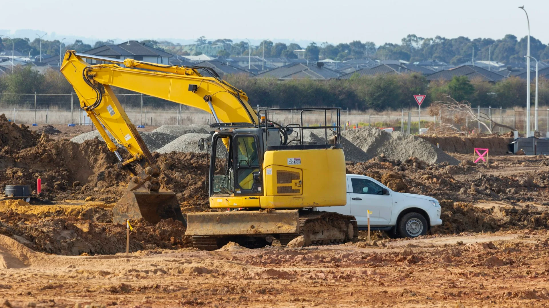 Heavy excavator on a construction site in Scotland